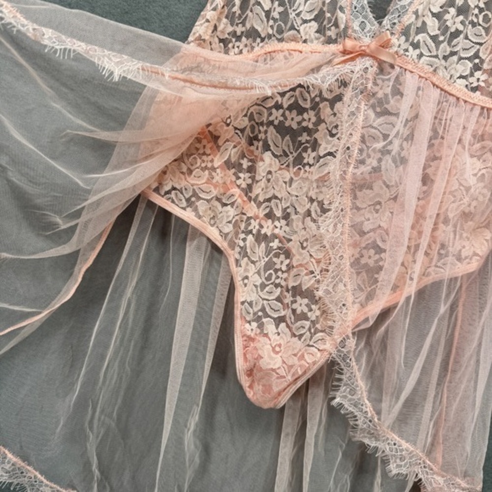 Dreamgirl O/S Halter Plunge Lace Teddy with Attached Flyaway Skirt Pink‎ 11513 - Picture 3 of 11